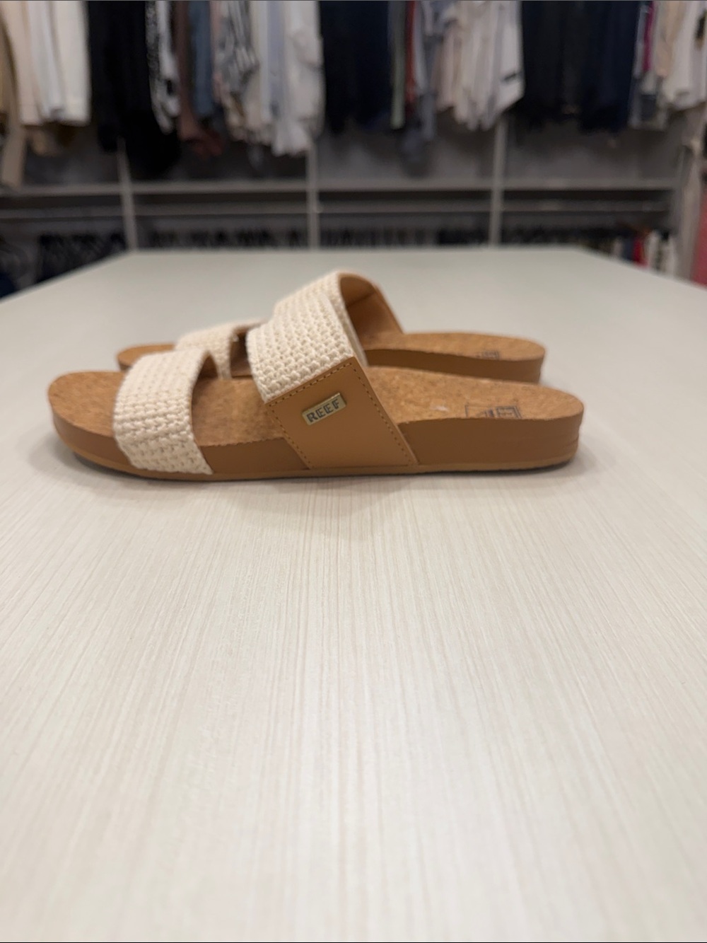 Women’s Double-Strap Cork Slide Sandals in Cream - Picture 4 of 4